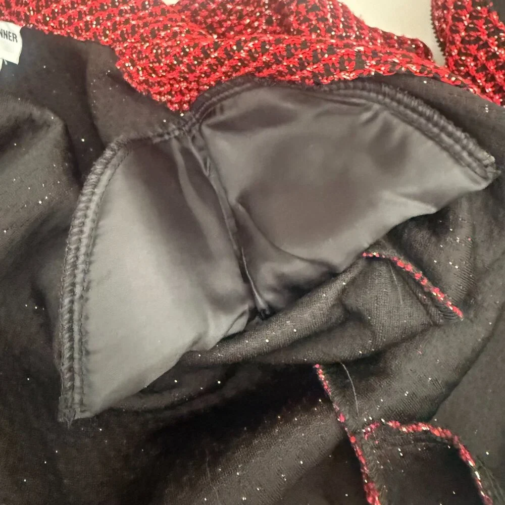 Alfred Dunner Petite Red Black Metallic Zip Jacket | 12P - Picture 10 of 13